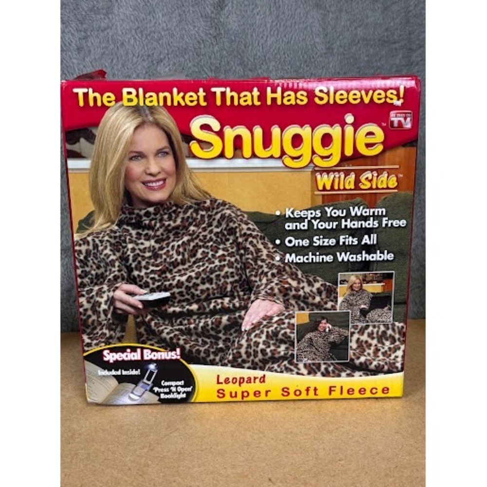 Snuggie Wild Side Leopard Print Wearable Fleece Blanket with Sleeves One Size